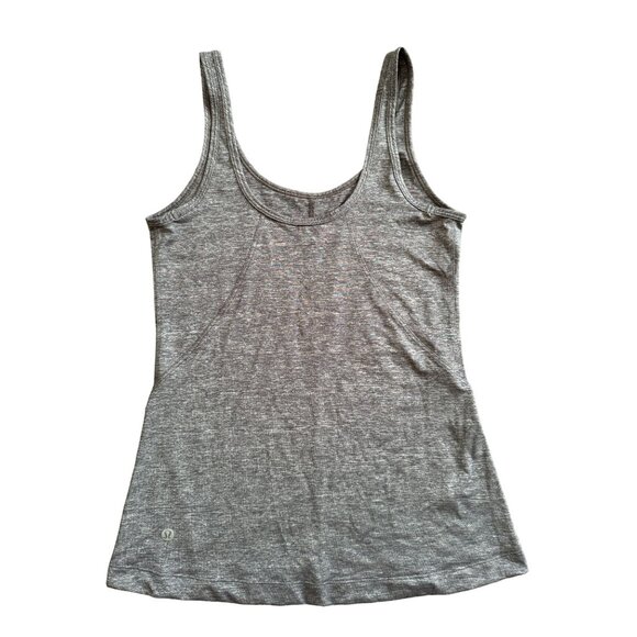 Lululemon Womens Tank Top Size 4 Silver Gray‎ Sleeveless Scoop Neck Yoga Active - Picture 3 of 5